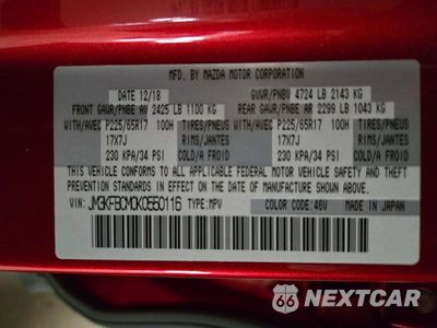 Zdjęcie 13 z 13 samochodu: 2019 MAZDA CX-5 TOURING VIN:JM3KFBCM0K0550116 - miniatura