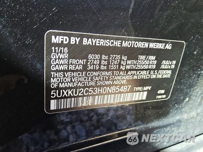 Piąte zdjęcie samochodu w środku: 2017 BMW X6 XDRIVE35I VIN:5UXKU2C53H0N85487 - miniatura