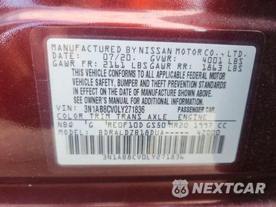 Zdjęcie 13 z 13 samochodu: 2020 NISSAN SENTRA SV VIN:3N1AB8CV0LY271836 - miniatura