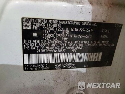 Zdjęcie 13 z 13 samochodu: 2016 TOYOTA RAV4 XLE VIN:2T3RFREV9GW438827 - miniatura