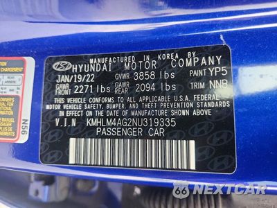 Zdjęcie 12 z 12 samochodu: 2022 HYUNDAI ELANTRA SEL VIN:KMHLM4AG2NU319335 - miniatura