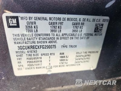 Zdjęcie 12 z 12 samochodu: 2015 CHEVROLET SILVERADO K1500 LT VIN:3GCUKRECXFG290075 - miniatura