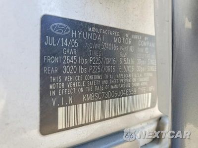 Zdjęcie 13 z 13 samochodu: 2006 HYUNDAI SANTA FE GLS VIN:KM8SC73D06U046559 - miniatura