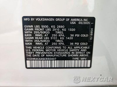 Zdjęcie 14 z 14 samochodu: 2025 VOLKSWAGEN ATLAS SE VIN:1V2HR2CA4SC550407 - miniatura