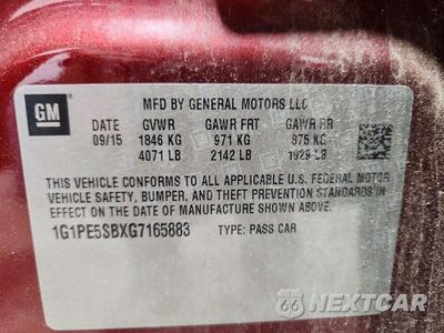 Zdjęcie 12 z 12 samochodu: 2016 CHEVROLET CRUZE LIMITED LT VIN:1G1PE5SBXG7165883 - miniatura