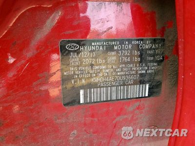 Zdjęcie 12 z 12 samochodu: 2013 HYUNDAI ELANTRA GLS VIN:KMHDH4AE7DU936607 - miniatura