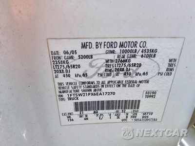 Zdjęcie 12 z 12 samochodu: 2006 FORD F250 SUPER DUTY VIN:1FTSW21PX6EA17270 - miniatura