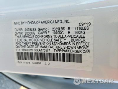 Zdjęcie 12 z 12 samochodu: 2019 HONDA ACCORD SPORT VIN:1HGCV1F30KA175577 - miniatura