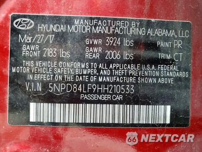 Zdjęcie 12 z 12 samochodu: 2017 HYUNDAI ELANTRA VALUE EDITION VIN:5NPD84LF9HH210533 - miniatura