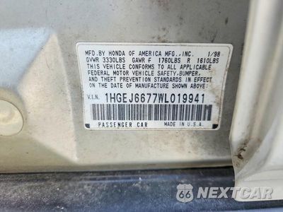 Zdjęcie 12 z 12 samochodu: 1998 HONDA CIVIC LX VIN:1HGEJ6677WL019941 - miniatura