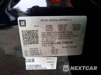 Zdjęcie 13 z 13 samochodu: 2020 GMC ACADIA SLE VIN:1GKKNKLA6LZ188196 - miniatura