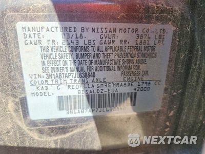 Zdjęcie 12 z 12 samochodu: 2018 NISSAN SENTRA SV VIN:3N1AB7AP7JL638840 - miniatura