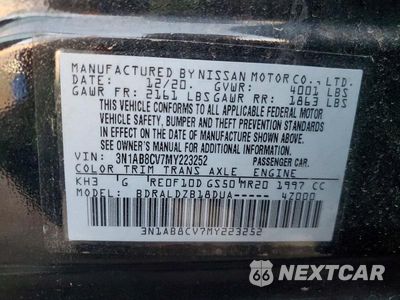 Zdjęcie 12 z 12 samochodu: 2021 NISSAN SENTRA SV VIN:3N1AB8CV7MY223252 - miniatura