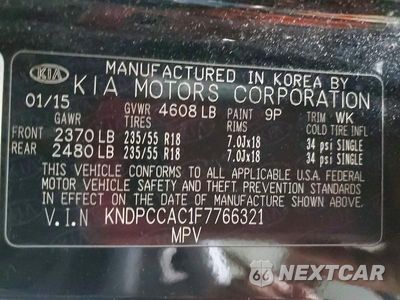 Zdjęcie 13 z 13 samochodu: 2015 KIA SPORTAGE EX VIN:KNDPCCAC1F7766321 - miniatura