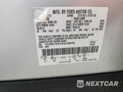 Zdjęcie 13 z 13 samochodu: 2017 FORD EXPLORER LIMITED VIN:1FM5K7F81HGC06576 - miniatura
