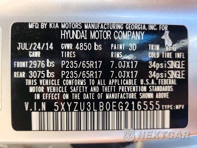 Zdjęcie 13 z 13 samochodu: 2014 HYUNDAI SANTA FE SPORT 2.4L VIN:5XYZU3LB0EG216555 - miniatura