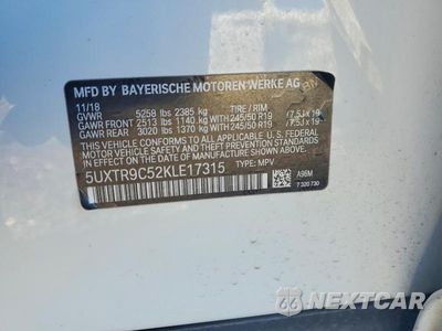 Zdjęcie 13 z 13 samochodu: 2019 BMW X3 XDRIVE30I VIN:5UXTR9C52KLE17315 - miniatura