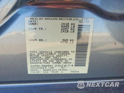 Zdjęcie 12 z 12 samochodu: 2019 NISSAN ALTIMA S VIN:1N4BL4BW9KC202674 - miniatura