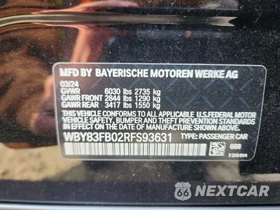 Zdjęcie 12 z 12 samochodu: 2024 BMW I4 XDRIVE 40 VIN:WBY83FB02RFS93631 - miniatura