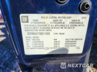 Zdjęcie 12 z 12 samochodu: 2002 GMC SIERRA K2500 HEAVY DUTY VIN:1GTHK24172E211892 - miniatura