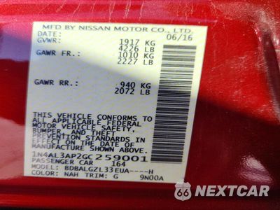 Zdjęcie 13 z 13 samochodu: 2016 NISSAN ALTIMA 2.5 S VIN:1N4AL3AP2GC259001 - miniatura
