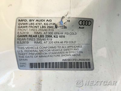 Zdjęcie 14 z 14 samochodu: 2018 AUDI Q3 PREMIUM VIN:WA1BCCFS1JR032330 - miniatura