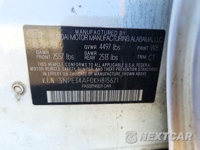 Zdjęcie 12 z 12 samochodu: 2019 HYUNDAI SONATA SPORT VIN:5NPE34AF0KH815621 - miniatura