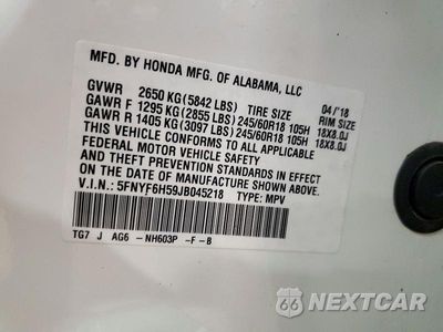 Zdjęcie 13 z 13 samochodu: 2018 HONDA PILOT EXL VIN:5FNYF6H59JB045218 - miniatura