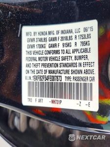Zdjęcie 13 z 13 samochodu: 2015 HONDA CIVIC LX VIN:19XFB2F54FE087873 - miniatura