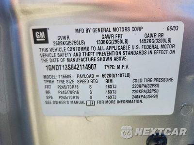 Zdjęcie 13 z 13 samochodu: 2004 CHEVROLET TRAILBLAZER LS VIN:1GNDT13S842114907 - miniatura