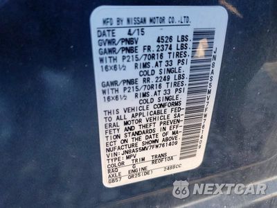 Zdjęcie 13 z 13 samochodu: 2015 NISSAN ROGUE SELECT S VIN:JN8AS5MV7FW761409 - miniatura