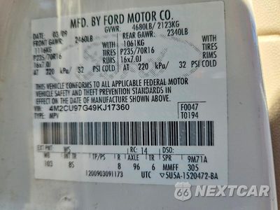 Zdjęcie 13 z 13 samochodu: 2009 MERCURY MARINER PREMIER VIN:4M2CU97G49KJ17360 - miniatura