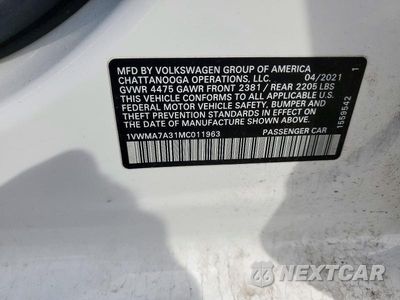 Zdjęcie 12 z 12 samochodu: 2021 VOLKSWAGEN PASSAT R-LINE VIN:1VWMA7A31MC011963 - miniatura