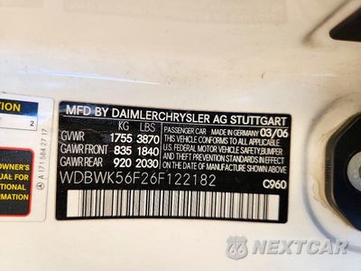 Zdjęcie 12 z 12 samochodu: 2006 MERCEDES-BENZ SLK 350 VIN:WDBWK56F26F122182 - miniatura