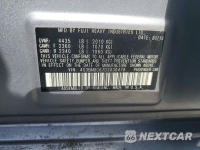 Zdjęcie 12 z 12 samochodu: 2013 SUBARU LEGACY 2.5I PREMIUM VIN:4S3BMBC67D3030478 - miniatura