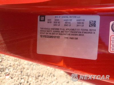 Zdjęcie 12 z 12 samochodu: 2017 CHEVROLET CAMARO LT VIN:1G1FB3DS4H0101161 - miniatura