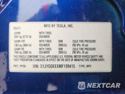 Zdjęcie 12 z 12 samochodu: 2021 TESLA MODEL Y VIN:5YJYGDEEXMF199415 - miniatura