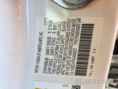 Zdjęcie 12 z 12 samochodu: 2018 HONDA ACCORD EX VIN:1HGCV1F41JA042317 - miniatura
