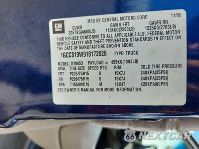 Zdjęcie 12 z 12 samochodu: 2001 CHEVROLET S TRUCK S10 VIN:1GCCS19W918172826 - miniatura
