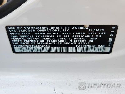 Zdjęcie 12 z 12 samochodu: 2016 VOLKSWAGEN PASSAT SE VIN:1VWBT7A39GC012154 - miniatura