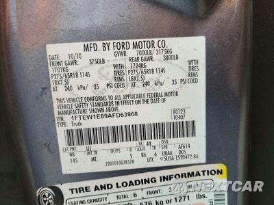 Zdjęcie 12 z 12 samochodu: 2010 FORD F150 SUPERCREW VIN:1FTEW1E89AFD63968 - miniatura