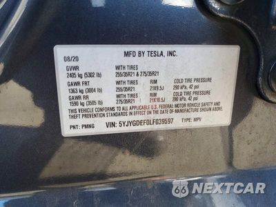 Zdjęcie 13 z 13 samochodu: 2020 TESLA MODEL Y VIN:5YJYGDEF0LF039597 - miniatura