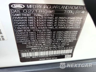Zdjęcie 13 z 13 samochodu: 2018 LAND ROVER RANGE ROVER HSE VIN:SALGS2RK3JA394445 - miniatura