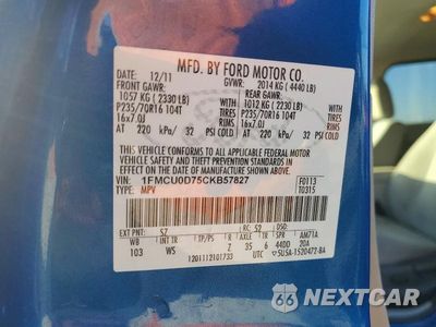 Zdjęcie 13 z 13 samochodu: 2012 FORD ESCAPE XLT VIN:1FMCU0D75CKB57827 - miniatura