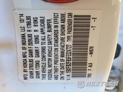 Zdjęcie 12 z 12 samochodu: 2015 HONDA CIVIC EX VIN:19XFB2F85FE024727 - miniatura