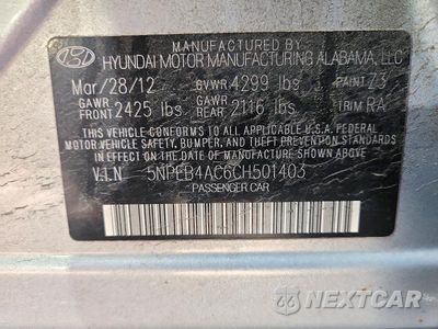 Zdjęcie 12 z 12 samochodu: 2012 HYUNDAI SONATA GLS VIN:5NPEB4AC6CH501403 - miniatura