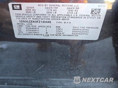 Zdjęcie 14 z 14 samochodu: 2015 CHEVROLET EQUINOX LT VIN:1GNALCEK9FZ143449 - miniatura