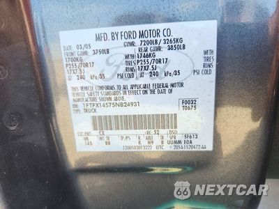 Zdjęcie 12 z 12 samochodu: 2005 FORD F150 VIN:1FTPX14575NB24931 - miniatura