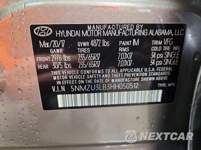 Zdjęcie 12 z 12 samochodu: 2017 HYUNDAI SANTA FE SPORT 2.4L VIN:5NMZU3LB3HH050512 - miniatura