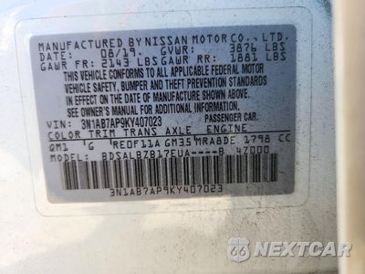 Zdjęcie 12 z 12 samochodu: 2019 NISSAN SENTRA S VIN:3N1AB7AP9KY407023 - miniatura